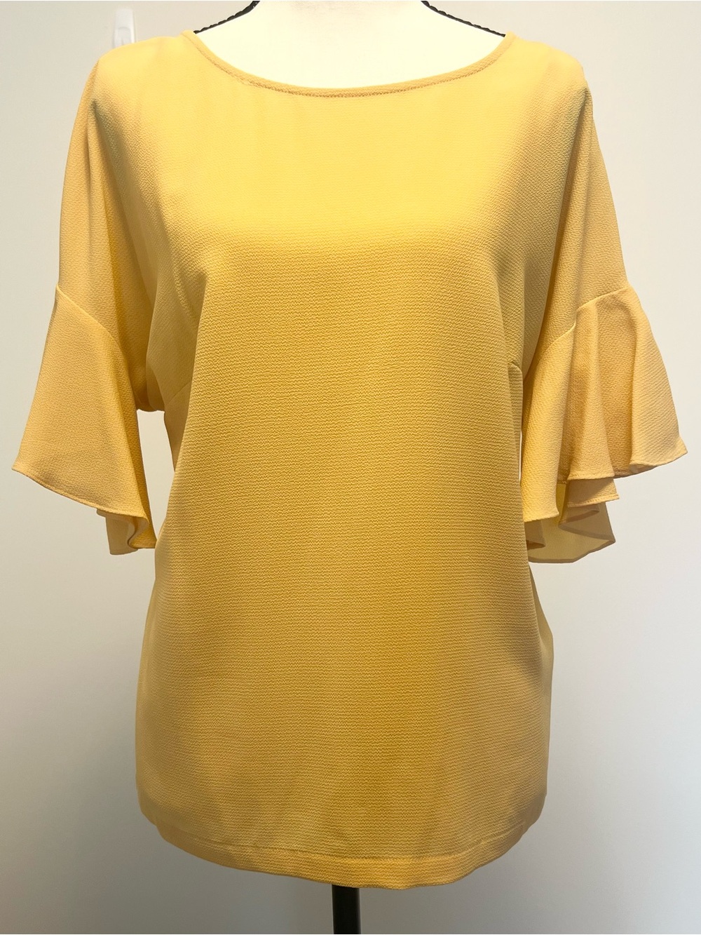 Basque Mustard Yellow Ruffle Sleeve‎ Blouse Women's Casual Top | Workwear